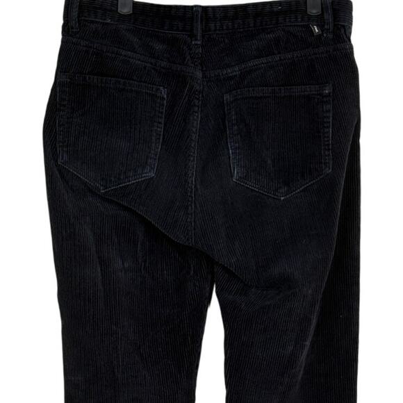 Zara Corduroy Straight Leg High Rise Cropped Pants Trousers Raw Hem 31 Black - Picture 6 of 15